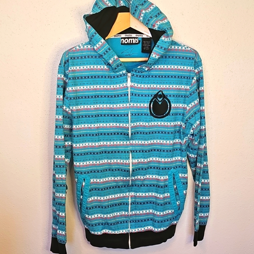 [NOMIS] Simon Chamberline Skateboard Hoodie Turqouise Nordic Print Full Zip M